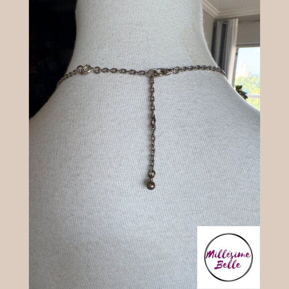 Blue and Silver Jeweled Pendant Necklace w/ Earrings - Picture 8 of 8